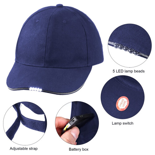 Baseball Cap with Hands-Free LED Headlamp 2-Pack 2