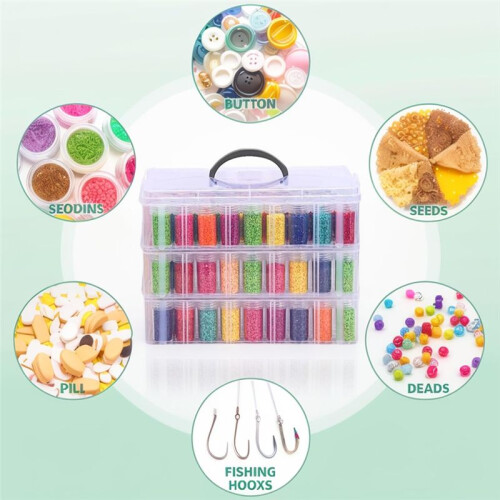 Diamond-Painting Storage Container, 3-Tier Stackable Bead Organizer with Carrying Handle,  Storage Box 2