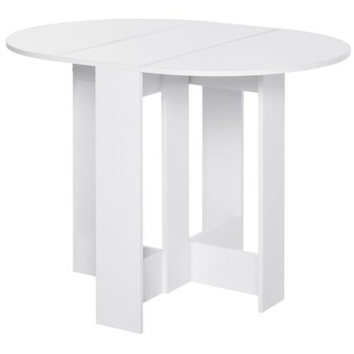 Space-saving Drop Leaf Table, Folding Dining Table for Small Space, Kitchen, Dining Room, White 1