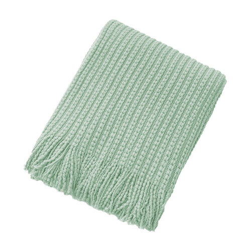 Knitted Fringe Blanket Polyester Durable 150x200cm 2