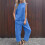 Women's Cotton Tracksuit Set Solid Sleeveless Top and Pants 2