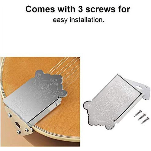 Mandolin tailpiece silver with cover and screws 2