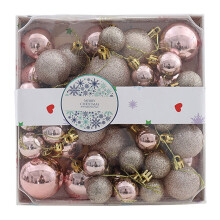 Rose Gold Christmas Ornament Set Shatterproof 12 pcs