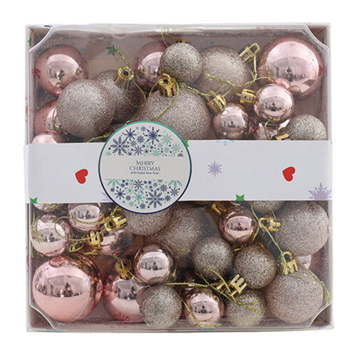 Rose Gold Christmas Ornament Set Shatterproof 12 Pack