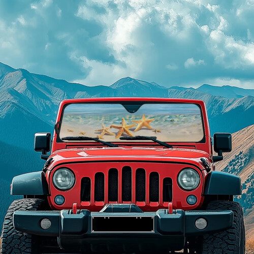 Foldable Windshield Sun Shade for Jeep Wrangler Aluminum 2