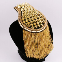 Men's Golden Alloy Shoulder Epaulet Tassel, Handmade