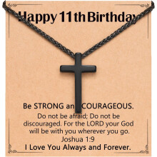 Black Cross Necklace with Joshua 1:9 Verse for Teens Ages