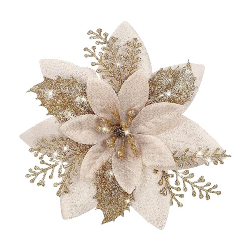 Glitter Artificial Poinsettia Flower 1 PC