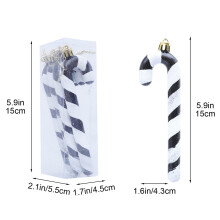 Black and White Candy Cane Ornaments Plastic 4 PCS