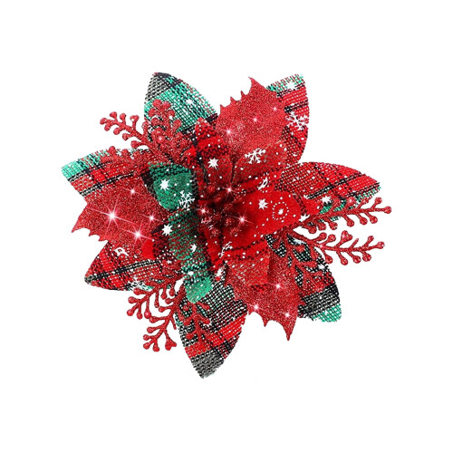 Glitter Poinsettia Artificial Flower 1 Pc