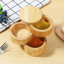 Bamboo Salt Cellar with Magnetic Lid 3-Layer