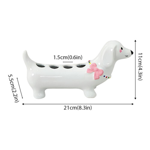 Ceramic Dog-Shaped Toothbrush Holder with 4 Holes 2