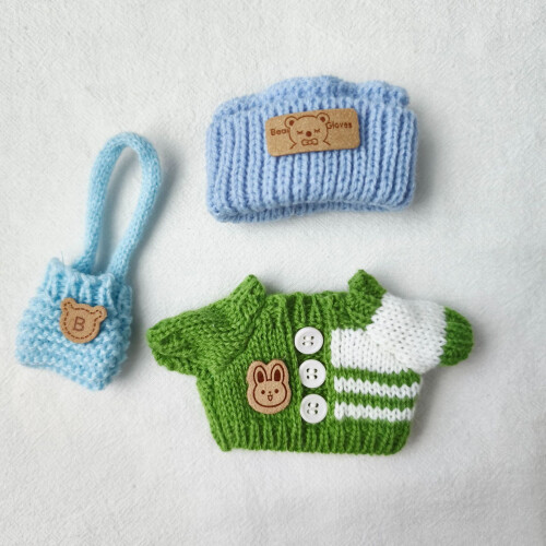 17cm Doll Outfits Kawaii Chic Set Button-Up Stripe Sweater