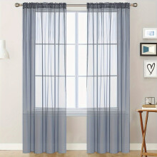 Sheer Linen Textured Voile Curtains 1 Panel Rod Pocket
