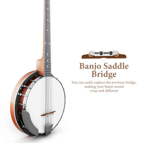 Banjo Bridge Adjustable Saddle for Mandolin Metal Wood 2