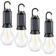 USB Rechargeable Solar LED Tent Lights with Clip Hook 4-Pack