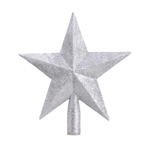 Christmas Tree Star Topper Glitter Silver 8 inch 1