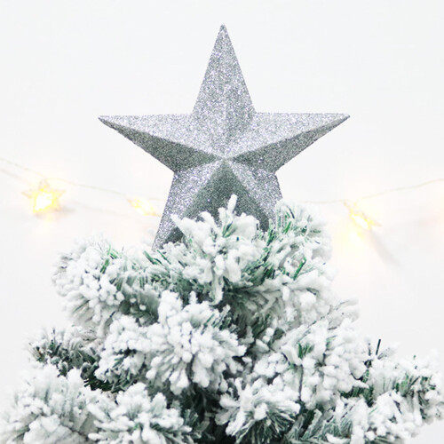Christmas Tree Star Topper Glitter Silver 8 inch 2