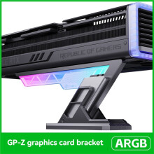 GP-Z Card Holder ARGB Desktop Aluminum GPU Bracket, 75-125mm Height Adjustable Support M/B AURA SYNC Black