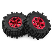 Llanta de Rueda de Metal de 0,7 Pulgadas con Neumáticos de Goma de 40 mm para Axial Amarillo.