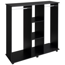 Open Wardrobe Double Mobile Storage Shelves Organizer W/6 Wheels-Black