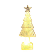LED Mini Christmas Tree with Gold Base - Plastic and