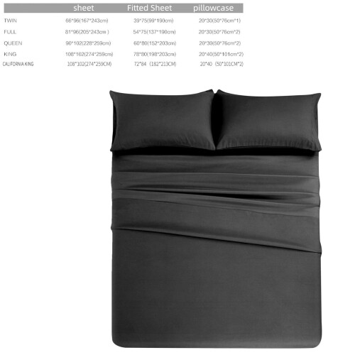 Bedding Set Polyester 4-Piece King Size Black 2