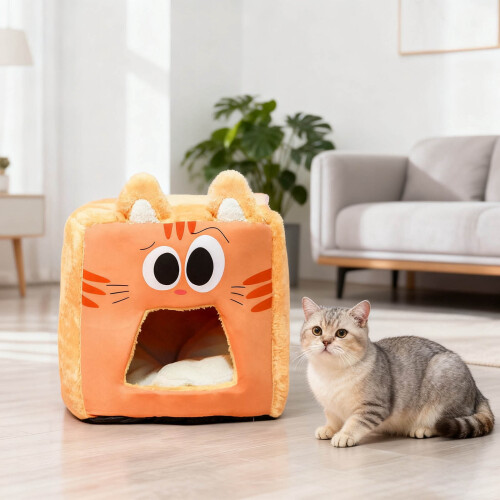 Cozy Indoor Cat Enclosure with Soft Sleeping Tent