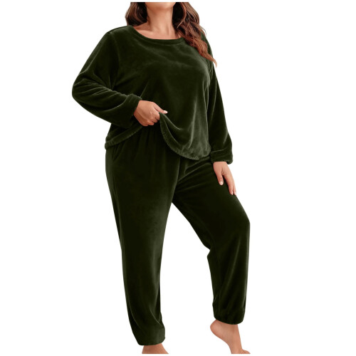 Women's Flannel Pajama Set Long Sleeve Plus Size 1