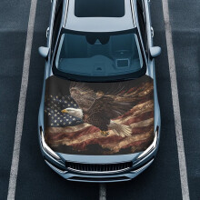 American Flag Eagle Car Hood Cover Polyester Stretchable