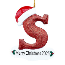 Christmas Letter Ornament Personalized Initial White
