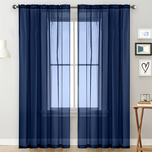 Sheer Linen Textured Voile Curtains 1 Panel Rod Pocket