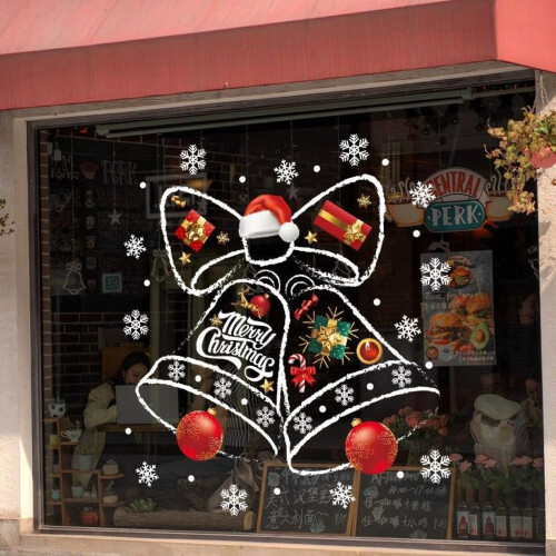 Christmas Window Stickers Bell Snowflake Pattern 3 PCS 1