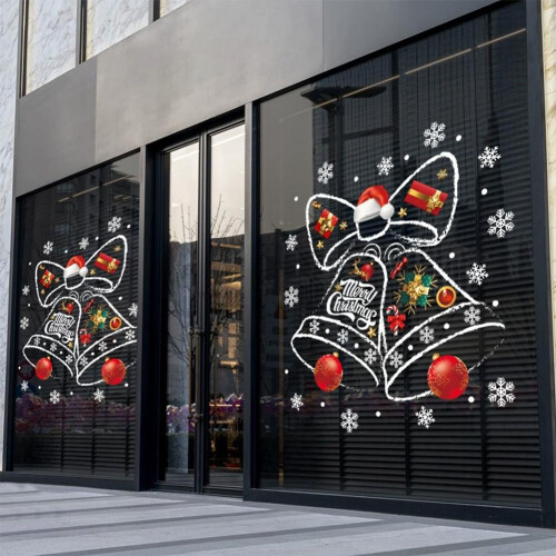 Christmas Window Stickers Bell Snowflake Pattern 3 PCS 2