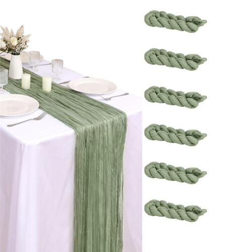 Pacote com 6 35x120 Polegadas Caminho de Mesa, Caminho de Mesa de Gaze para Chá de Bebê, Casamento, Decoração de Aniversário, Verde 2
