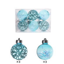 Gold Glitter Christmas Ornaments Set 6 pcs