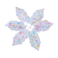 White Artificial Poinsettia Ornament Set for Christmas Tree