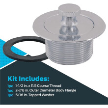 Lift-N-Turn Bath Drain Assembly Kit, 1-1/2 in Coarse Thread, Chrome Plated Zinc Body for Bathtub Drain Replacement