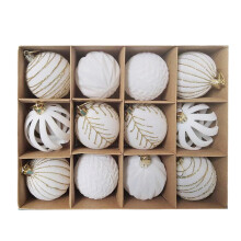 Velvet Christmas Balls White 2.36 Inch 12 Pack