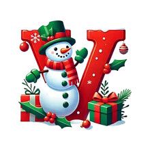 Red Initial Christmas Ornament Acrylic Snowman with Green