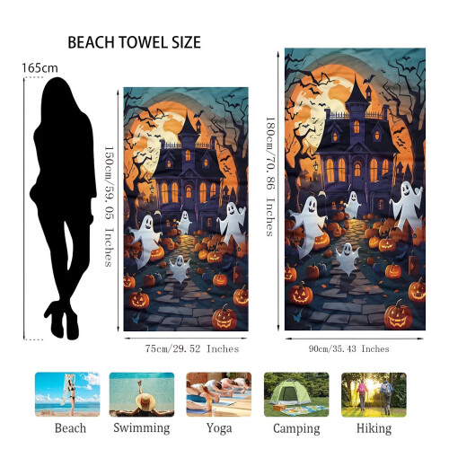 Beach Towel Fine Fiber Large Halloween Style 2