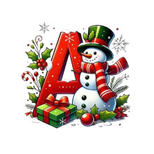 Red Initial Christmas Ornament Acrylic Snowman with Green