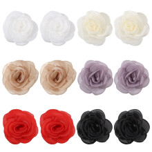 Organza Fabric Flowers 3D Handmade 12 pcs 6 colors