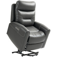 Power Lift Recliner Chair for Elderly, Overstuffed Faux Leather Riser and Reclining Chair with USB A+C Ports, Charcoal Grey