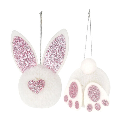 Easter Bunny Butt Ear Pendant White 1