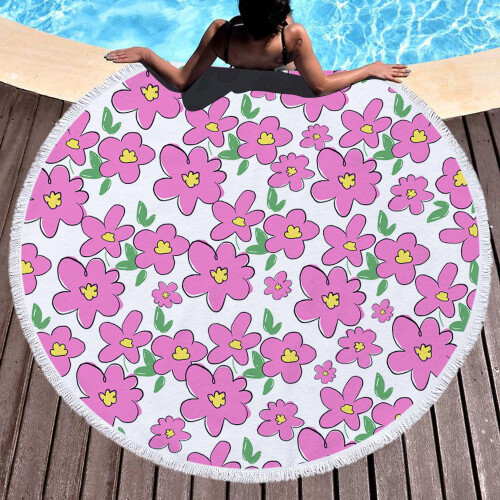 Microfiber Beach Towel Flamingo Round 150x150cm 2