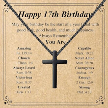 Black Cross Necklace for Men Aged 10-18, Christian