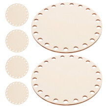 Wooden Crochet Basket Base Round DIY Craft Base 6 pcs