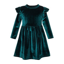 Velvet A-line Dress for Toddler Girls Long Sleeve Ruffle