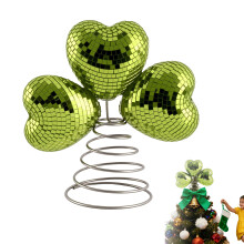 Glitter Heart Tree Topper Green Cloverleaf Ornament